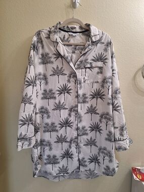 Cotton Poplin Nightgown Sleep Shirt, Large